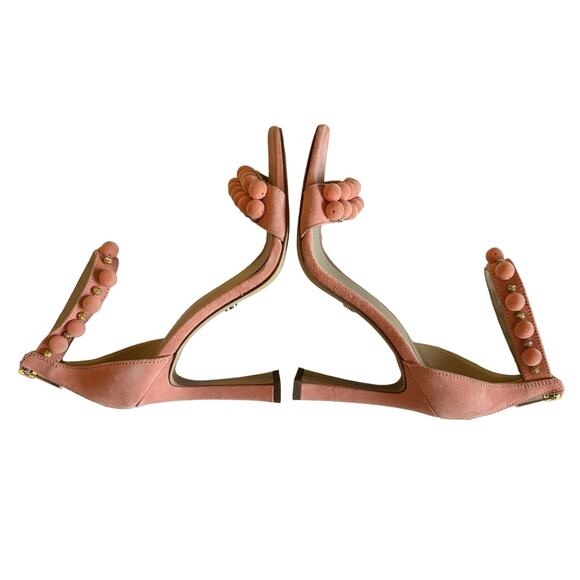 Sam Edelman Women’s Luella Pink Pom Pom Heels Beaded Dress Sandals Size 7.5 - Picture 4 of 9